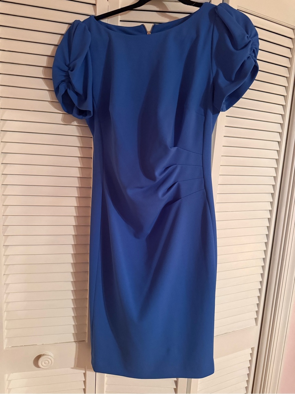 Karl Lagerfeld Royal Blue Puff Sleeve Midi Dress